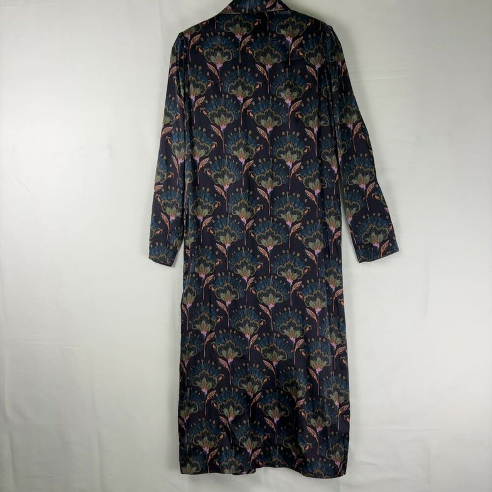 Longline Silk Coat - Navy and Pink - Picture 6 of 7